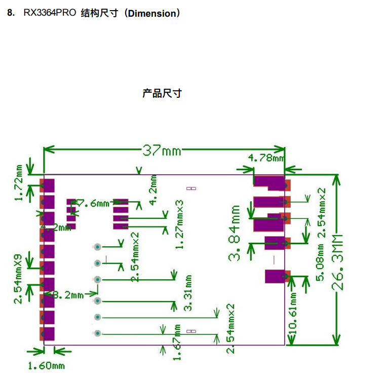 3.3G RX3364Pro VRX FPV Video Transmission Module Simulate the RSSI of the Wireless Audio and Video Transmission Receiving Module